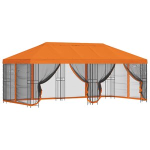 vidaXL Gazebo avec murs latéraux 6 x 3 m Orange Polyester et Acier 190