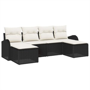 vidaXL Ensemble de Canapés avec coussin 6 Pièces Noir et Blanc polyrotin