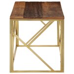vidaXL Table basse doré acier inoxydable et bois de mélèze massif