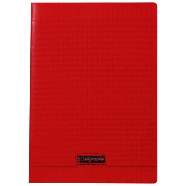 Cahier piqué 8000 POLYPRO A4 48 pages grands carreaux 90 g - Rouge CALLIGRAPHE