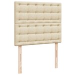 vidaXL Sommier à lattes de lit avec matelas crème 120x190 cm tissu