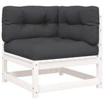 vidaXL Canapé de jardin et coussins 2 places blanc bois de pin massif