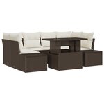 vidaXL Ensemble de canapés de jardin 7 pièces avec coussins en rattan poly marron