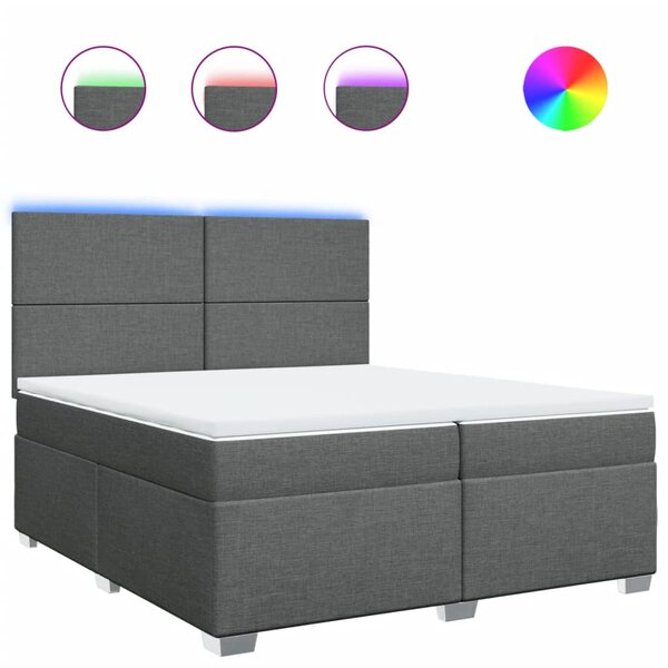 vidaXL Sommier à lattes de lit avec matelas Gris foncé 200x200cm Tissu