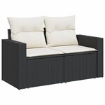 vidaXL Salon de jardin avec coussins 13 Pièces noir résine tressée