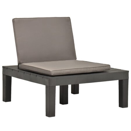 vidaXL Chaise de salon de jardin avec coussin Plastique Anthracite