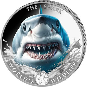 Monnaie SHARK World Wildlife Colored 1 Oz Argent 20 Francs Congo 2026