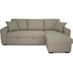 Canapé d'angle convertible réversible 4 places - Tissu beige - 244 x 151 x 90 - HAMILTON