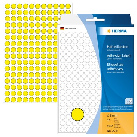 paquet de 5632 étiquettes multi-usage, diamètre: 8 mm, jaune HERMA