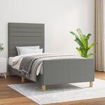 vidaXL Cadre de lit avec tête de lit Gris foncé 90x190 cm Tissu