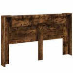 vidaXL Armoire tête de lit avec LED chêne fumé 180x16 5x103 5 cm