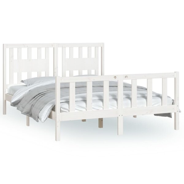 vidaXL Cadre de lit avec tête de lit blanc bois pin massif 140x200 cm