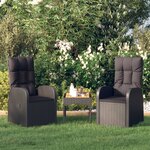 vidaXL Chaises de jardin inclinables coussins lot de 2 Résine tressée