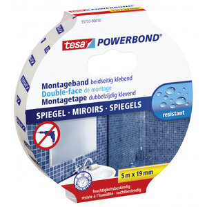 Ruban adhésif spécial miroirs et pièces humides tesa 5m x 19mm