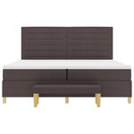 vidaXL Lit à sommier avec matelas et banc Marron Foncé 200x200 cm Tissu