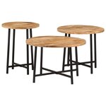 vidaXL Tables basses gigognes 3 Pièces bois massif de manguier et fer