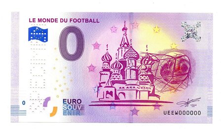 Specimen billet souvenir de 0 euro France 2018 – Le monde du football