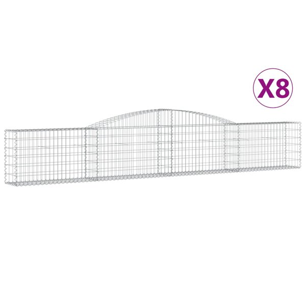vidaXL Paniers à gabions arqués 8 Pièces 400x30x60/80 cm Fer galvanisé