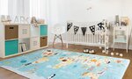 Tapis enfant MONDE 100 x 160 cm - Bleu
