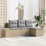 vidaXL Ensemble de Canapés de Jardin 4 Pièces avec Coussins Beige en Rotin Synthétique