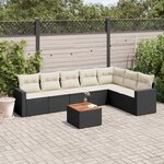 vidaXL Salon de jardin 8 Pièces avec coussins noir résine tressée
