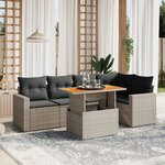 vidaXL Salon de jardin 6 Pièces avec coussins gris résine tressée