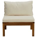 vidaXL Ensemble de canapés 2 Pièces et coussins blanc crème Acacia solide