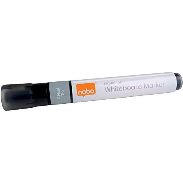 Lot de 10 marqueurs effaçables liquid ink tableau blanc pointe biseautée 4mm noir nobo