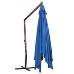 vidaXL Parasol suspendu avec mât en bois 400x300 cm Bleu