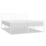 vidaXL Cadre de lit métal avec tête de lit/pied de lit blanc 200x200cm