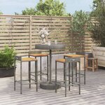 vidaXL Ensemble de bar jardin 5 Pièces gris poly rotin/bois massif acacia