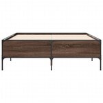 vidaXL Cadre de lit chêne marron 135x190 cm bois d'ingénierie et métal