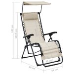 vidaXL Chaises pliables de terrasse 2 Pièces Textilène Crème