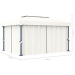 vidaXL Tonnelle avec rideau 4x3 m Blanc crème Aluminium