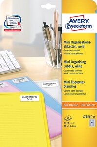 Paquet de 2100 étiquettes mini, 46,0 x 11,1 mm, blanc avery zweckform
