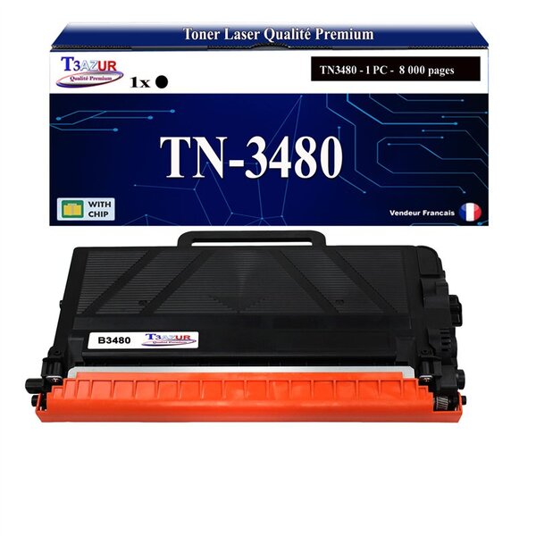 T3AZUR- Toner compatible avec Brother TN3480  TN3430 pour Brother HL-L5100DN HL-L5200DW MFC-L5750DW HL-L5000D DCP-L5500DN HL-L6300DW- 8 000 pages