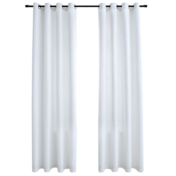 vidaXL Rideau occultant et anneaux en métal 2Pièces Blanc cassé 140x175cm