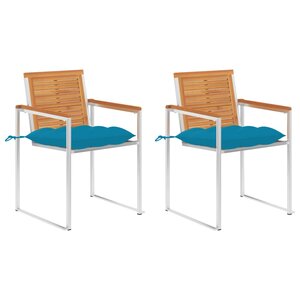 vidaXL Chaises de jardin avec coussins 2 Pièces Acacia solide et acier