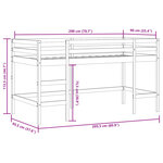 vidaXL Lit mezzanine enfants et rideaux bleu 90x200cm bois pin massif