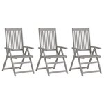 vidaXL Chaises inclinables de jardin lot de 3 et coussins bois acacia