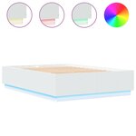 vidaXL Cadre de lit avec lumières LED blanc 140x200 cm bois ingénierie