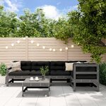 vidaXL Salon de jardin 6 Pièces avec coussins gris bois massif