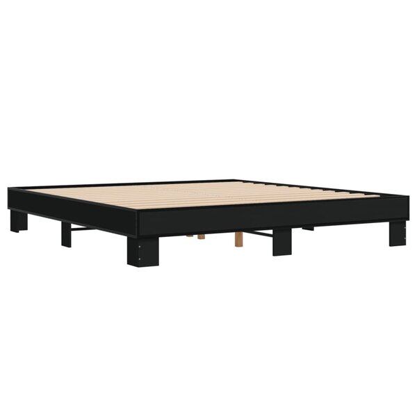 vidaXL Cadre de lit noir 180x200 cm bois d'ingénierie et métal