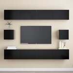 vidaXL Ensemble de meubles TV 6 Pièces Noir Bois d'ingénierie