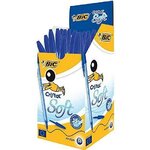 Bte 50 Stylo Bille CRISTAL SOFT Pte Moyenne 1,2 mm, Easy Glide Beu BIC