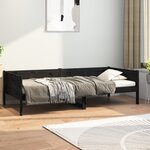 vidaXL Lit de jour Noir Bois de pin massif 90x190 cm