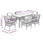 vidaXL Ensemble à manger de jardin et coussins 7 Pièces gris rotin