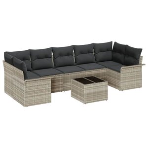 vidaXL Ensemble de canapé de jardin 8 Pièces Gris clair et gris foncé
