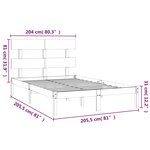 vidaXL Cadre de lit Gris Bois massif 200x200 cm