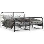 vidaXL Cadre de lit métal sans matelas avec pied de lit noir 180x200cm